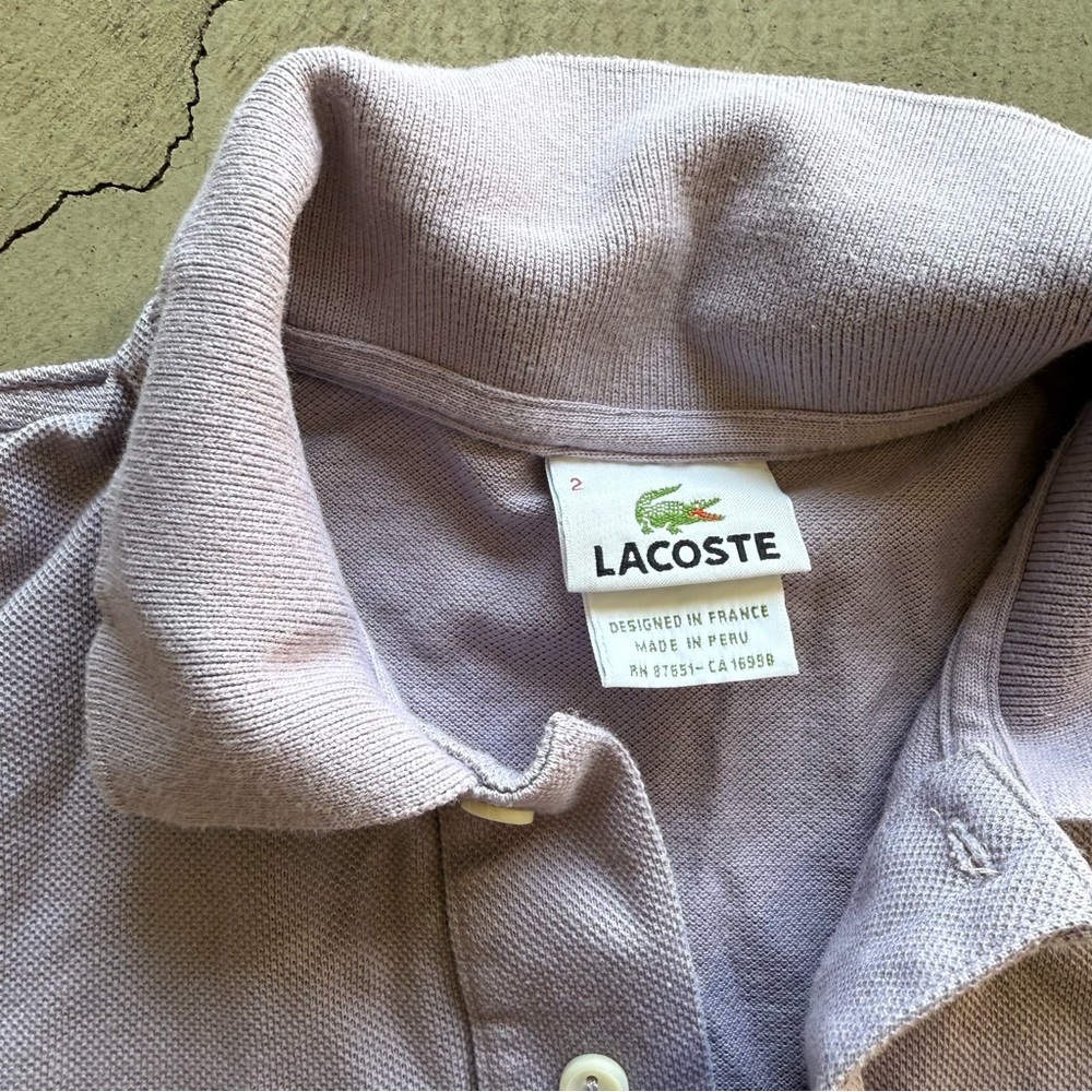 Lacoste / polo shirt / lilac - lite purple / size 2 - Picture 4 of 6